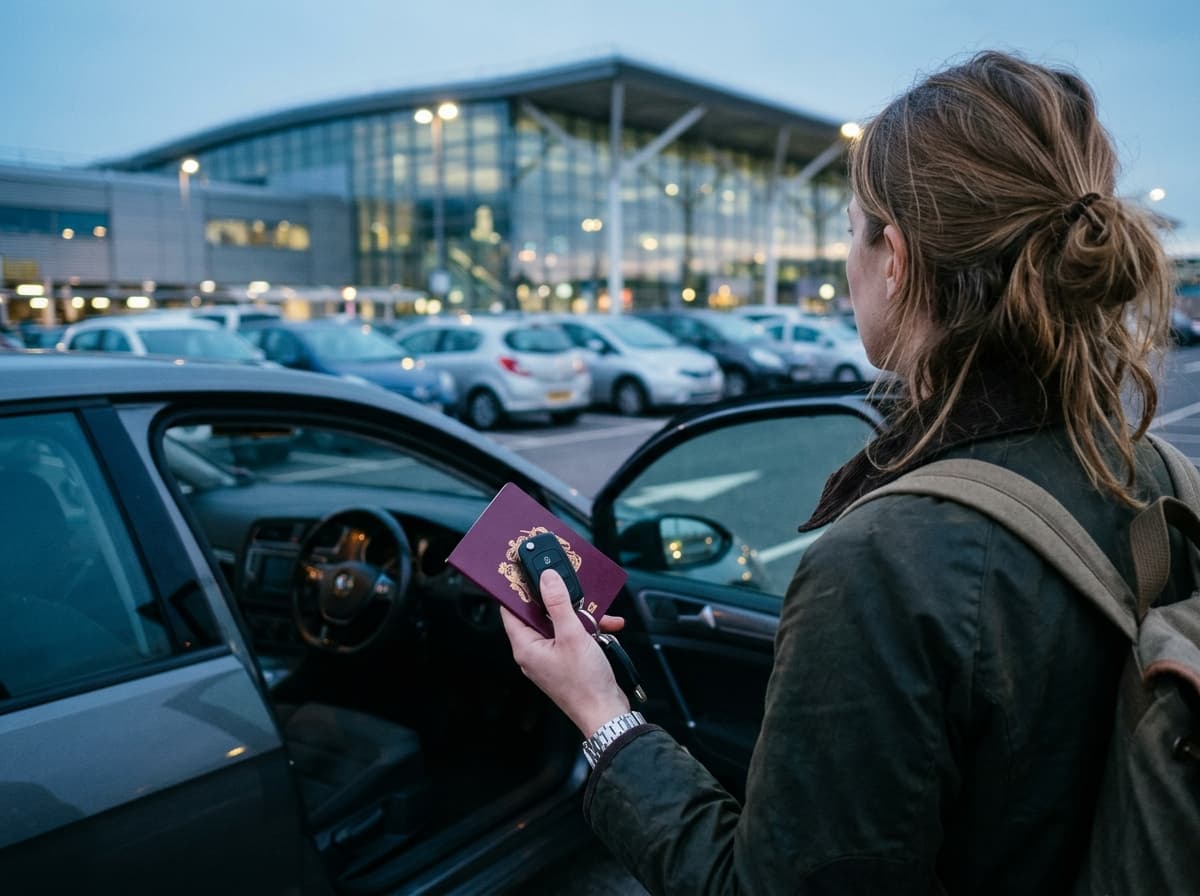 Foreign traveler renting a car at Bogotá El Dorado airport